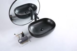 Раковина накладная BelBagno 60см чёрная BB1084-H301